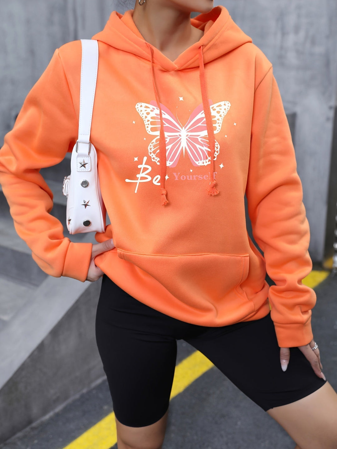 Womens Hoodie Cotton Loose Fit Graphic Pocket