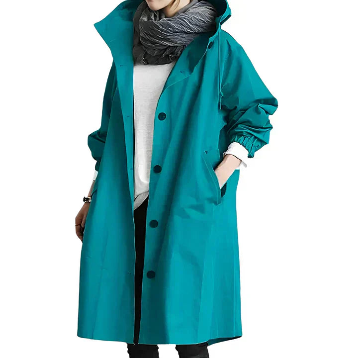 Womens Waterproof Raincoat with Hood Classic Fit - BritishMode