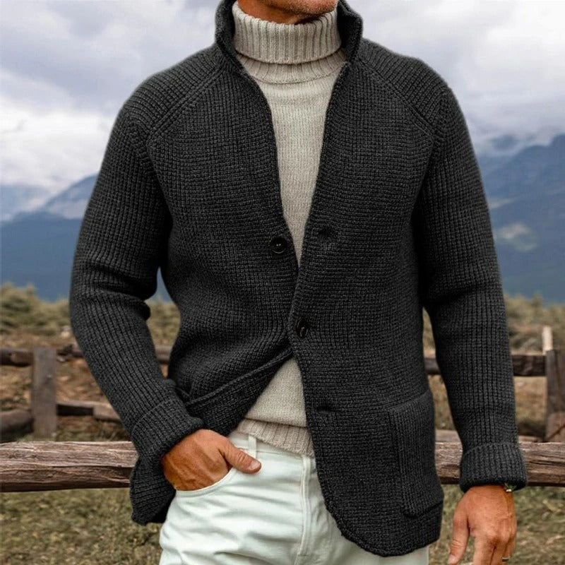 Unisex Knitted Jacket Classic Crew Neck