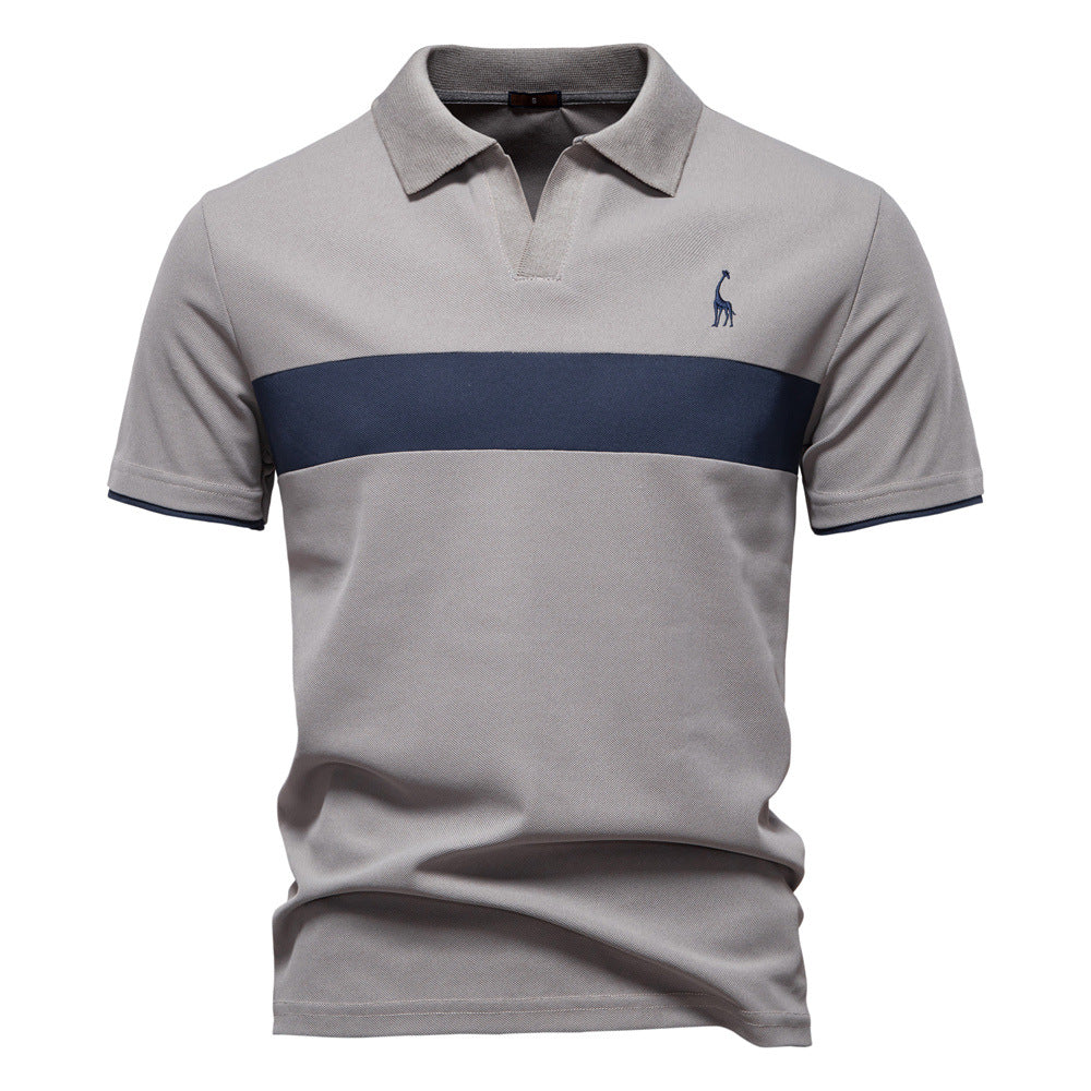 Mens Short Sleeve Polo Shirt with Striped Trim Classic Fit