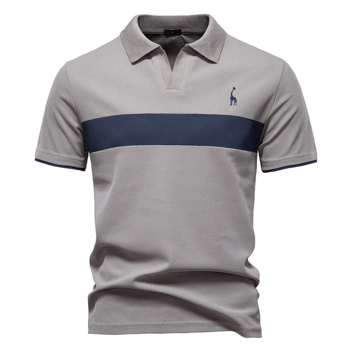 Mens Short Sleeve Polo Shirt with Striped Trim Classic Fit