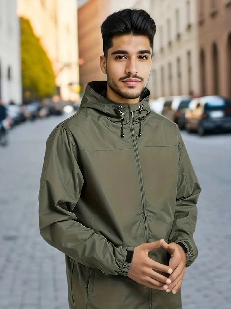 Mens Waterproof Windbreaker Coat with Hood