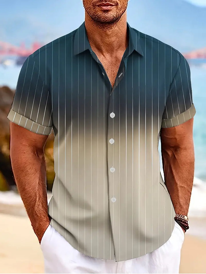 Mens Button-Down Shirt Cotton Short Sleeve Regular Fit - BritishMode