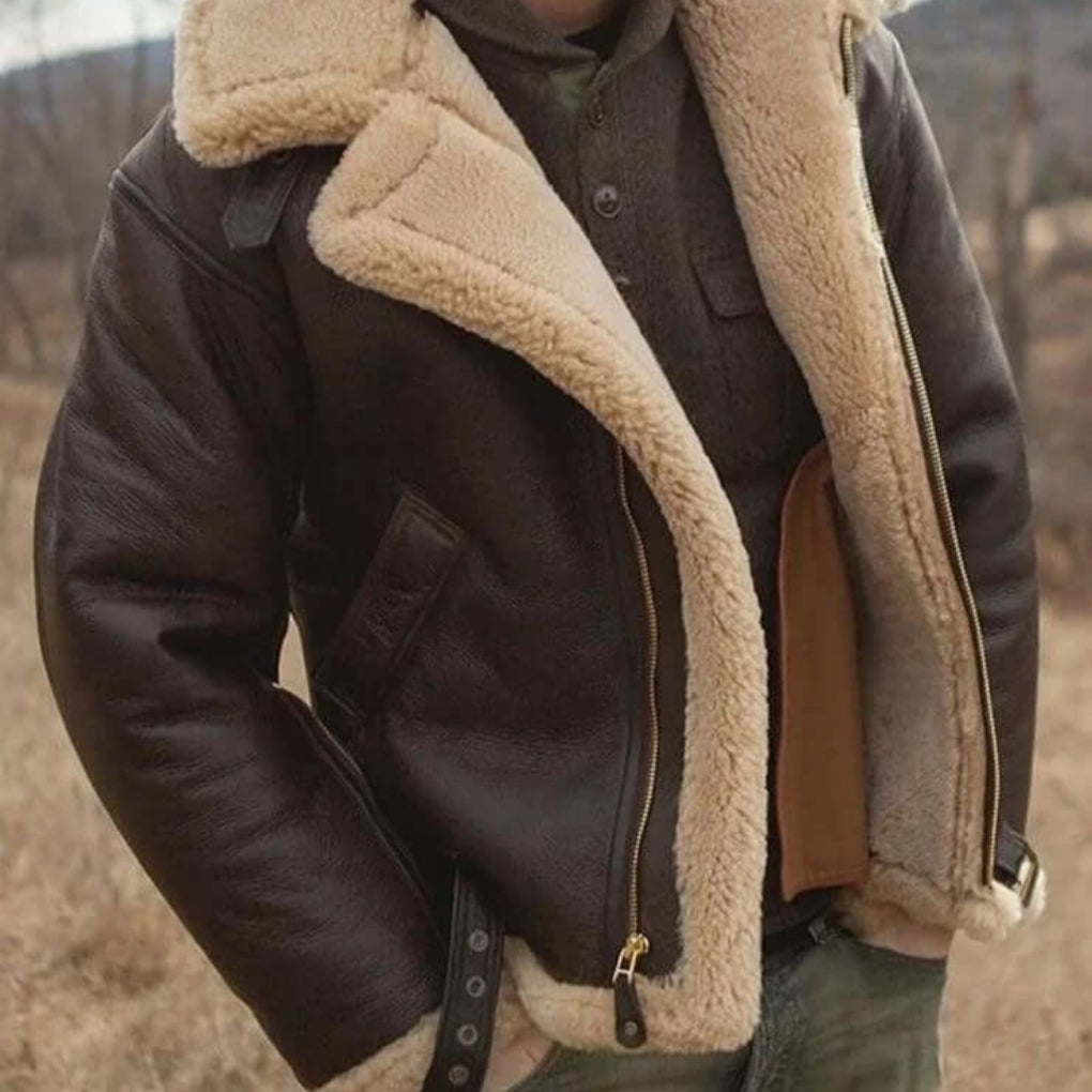 Mens Flying Jacket Shearling Sheepskin Leather - BritishMode