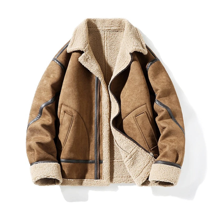 Mens Shearling Flight Jacket Classic Fit - BritishMode