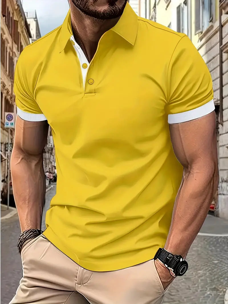 Mens Casual Shirt Colorblock Pattern Regular Fit