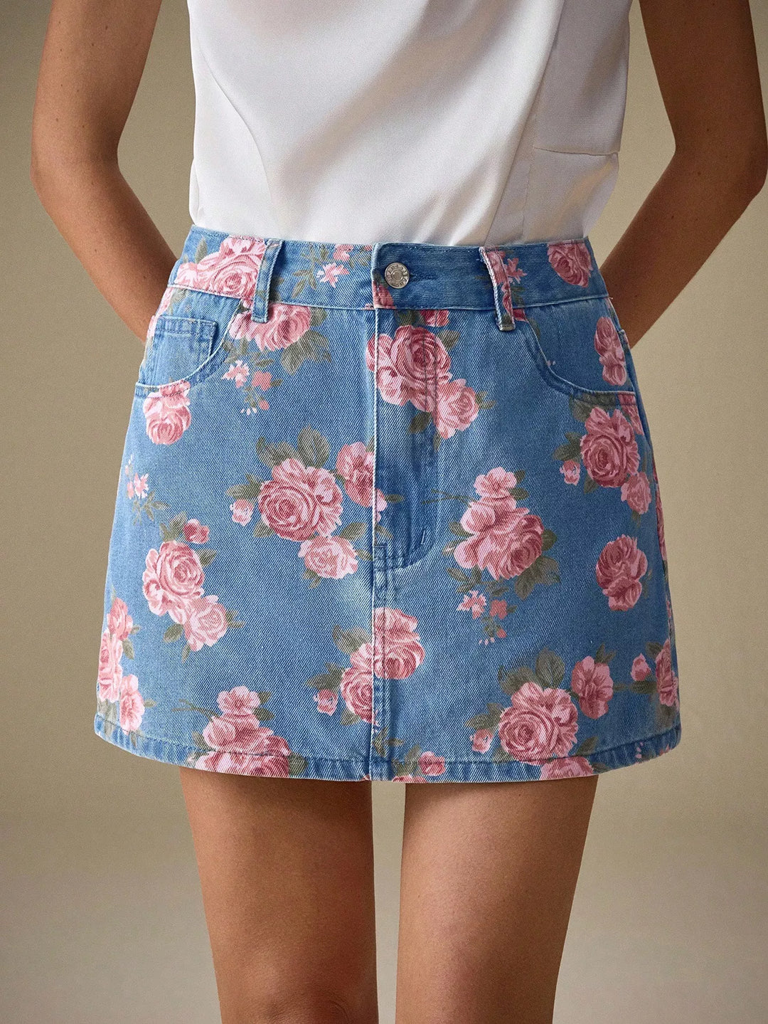 Womens Denim Midi Skirt Comfortable Fit - BritishMode