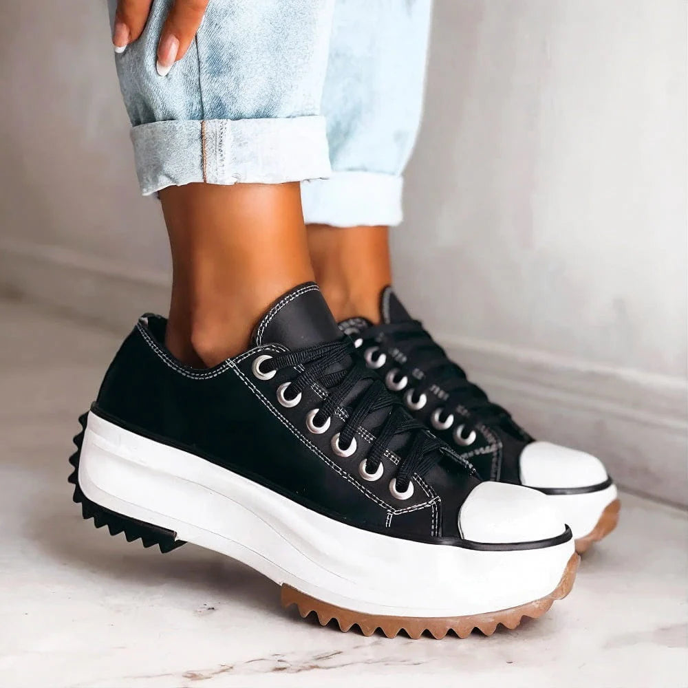 Womens Casual Platform Sneakers Lace-Up Comfortable Fit