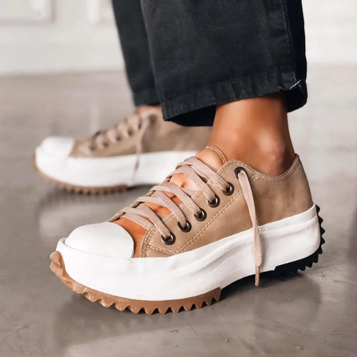 Womens Casual Platform Sneakers Lace-Up Comfortable Fit - BritishMode