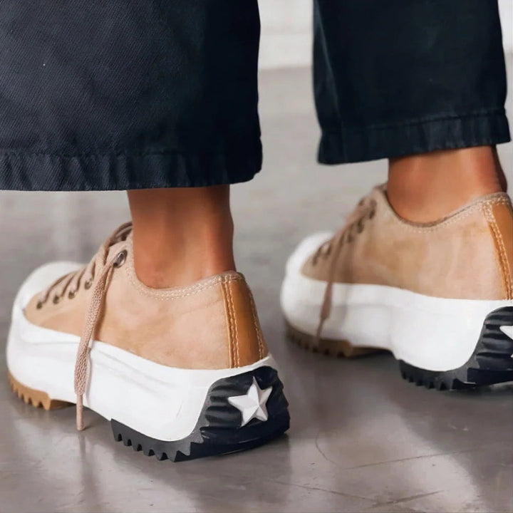 Womens Casual Platform Sneakers Lace-Up Comfortable Fit