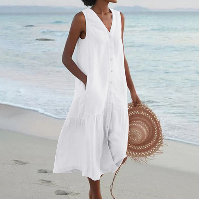 Womens Sundress Button Down Casual Classic Fit