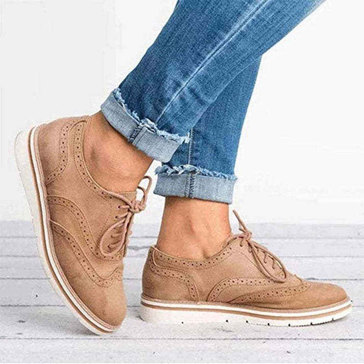 Womens Lace-Up Leather Shoes Stylish Fit