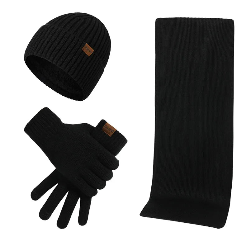 Mens Winter Accessory Set Hat Scarf Gloves Casual