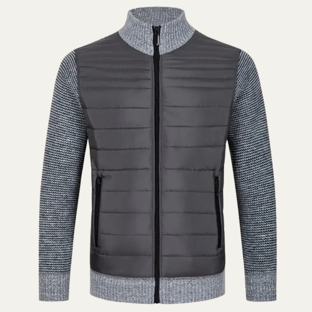 Mens Quilted Knit Padded Cardigan Zip-Up - BritishMode