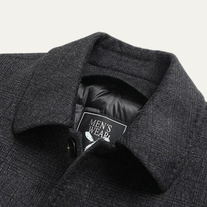 Mens Mid-Length Wool Down Overcoat Winter Style