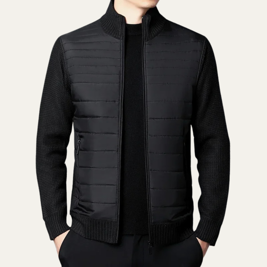 Mens Quilted Knit Padded Cardigan Zip-Up