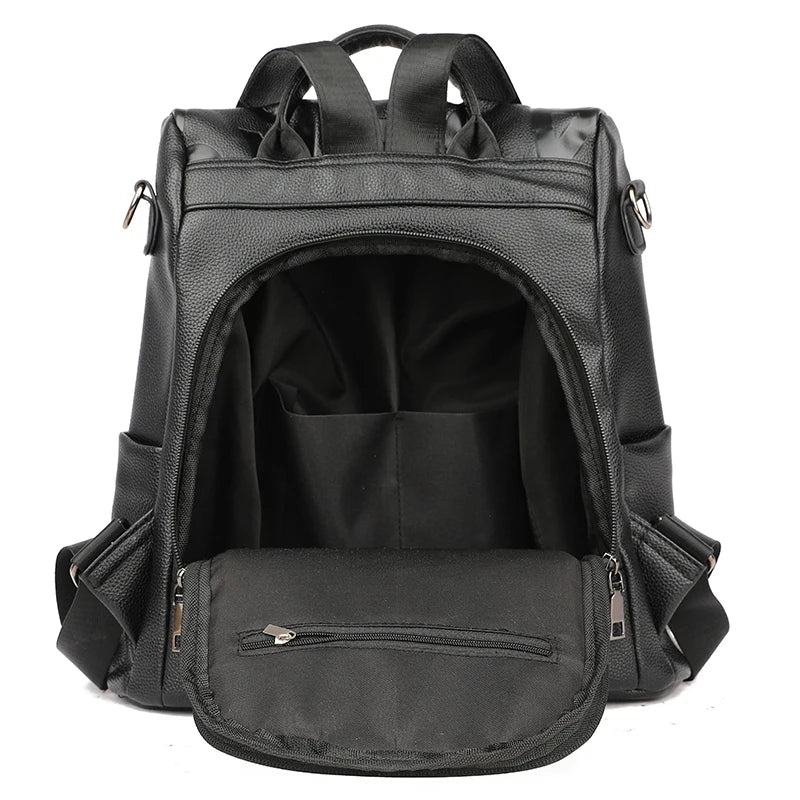 Womens Backpack Soft Leather Anti-Theft Design