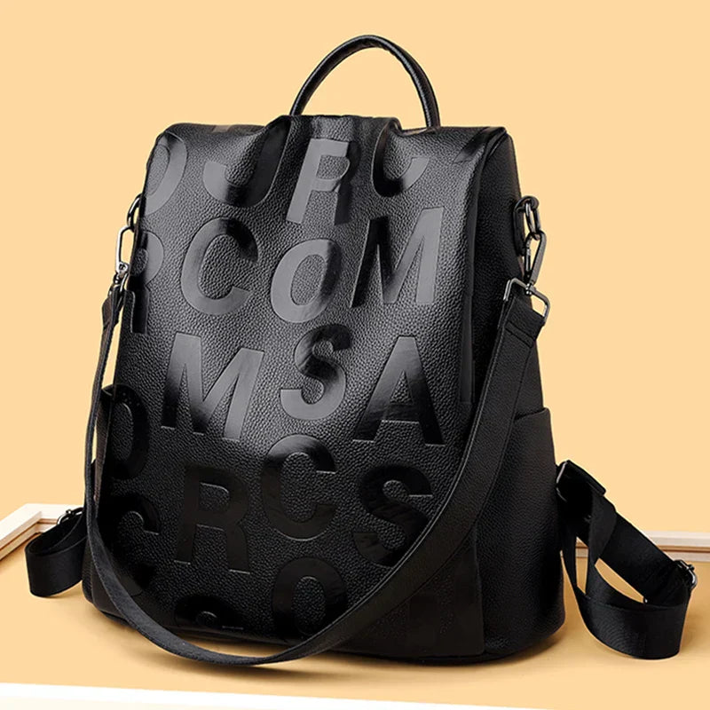 Womens Backpack Soft Leather Anti-Theft Design