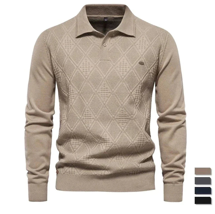 Mens Long Sleeve Polo Sweater Classic Fit - BritishMode