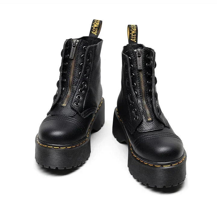 Womens Leather Boots with Thick Sole