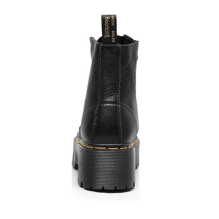 Womens Leather Boots with Thick Sole