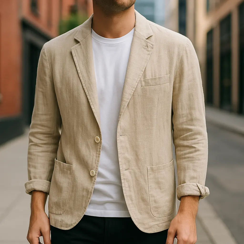 Mens Linen Blazer Relaxed Fit Lightweight - BritishMode