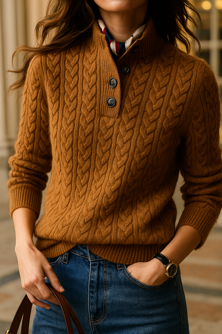 Womens Cashmere Cable Knit Sweater Soft Fit