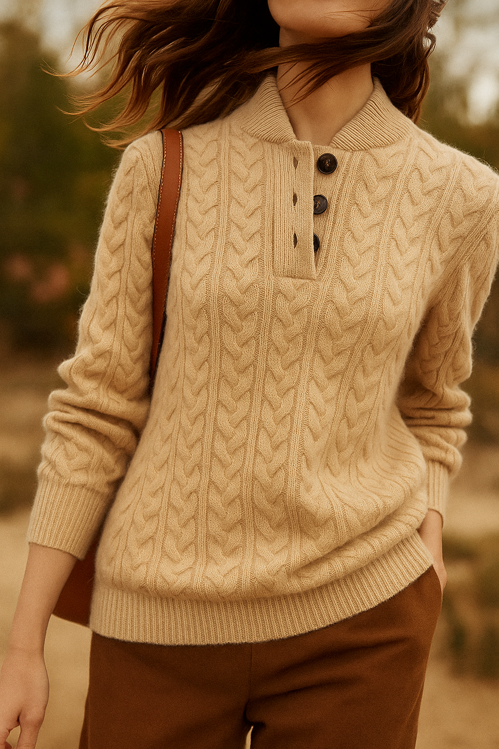 Womens Cashmere Cable Knit Sweater Soft Fit