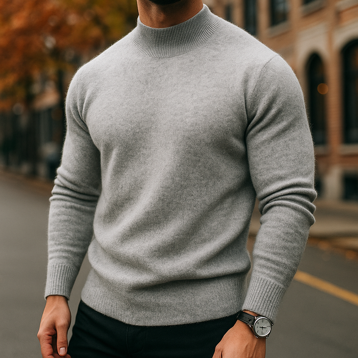 Mens Merino Wool Turtleneck Sweater Slim Fit