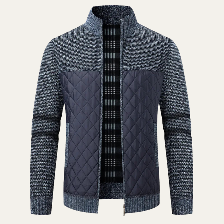 Mens Quilted Knit Puffer Jacket Zip-Up Winter Style