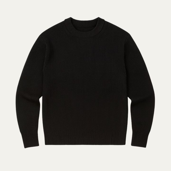 Mens Crewneck Sweater Vertical Rib Knit Classic Fit