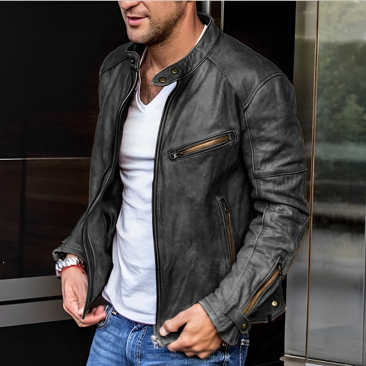 Mens Leather Jacket Four-Season Classic Fit - BritishMode