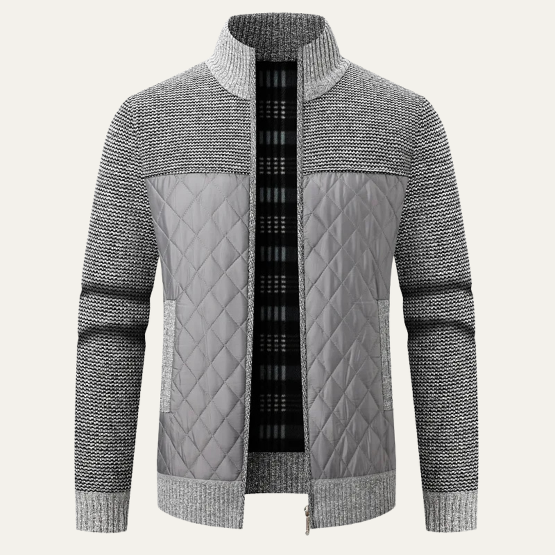 Mens Quilted Knit Puffer Jacket Zip-Up Winter Style