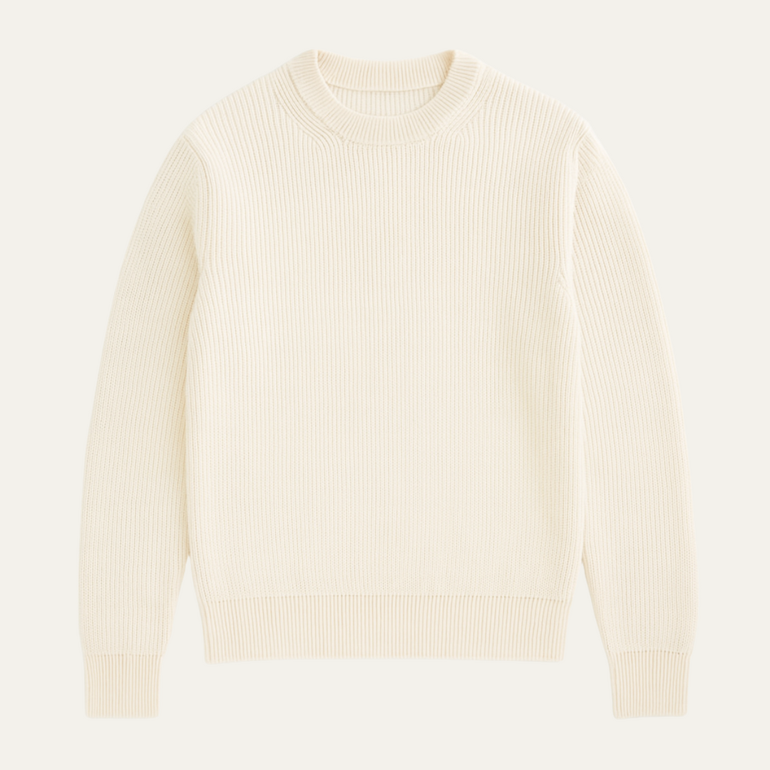 Mens Crewneck Sweater Vertical Rib Knit Classic Fit