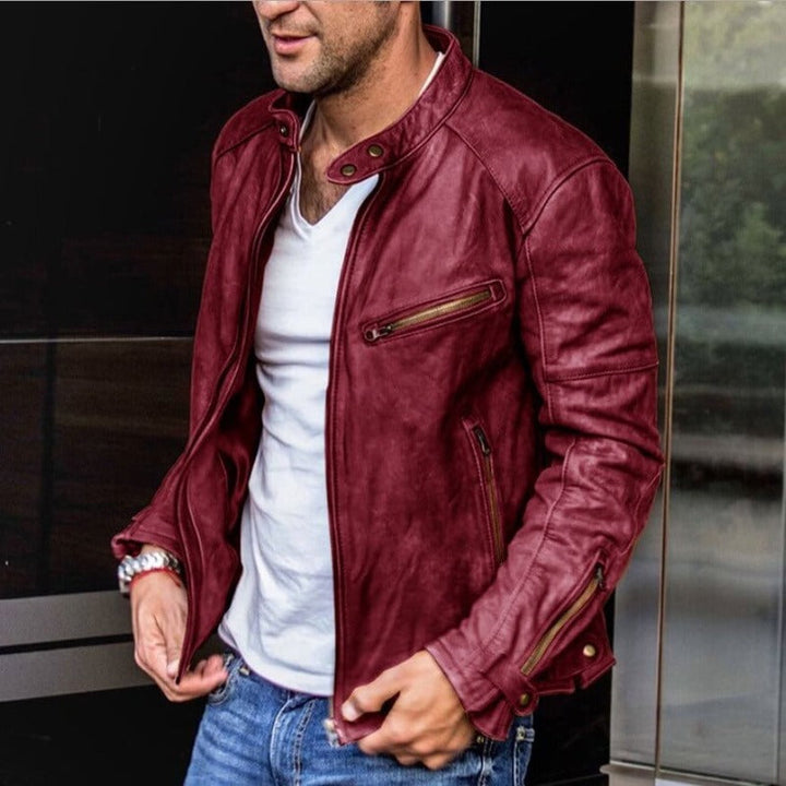 Mens Faux Leather Jacket Slim Fit