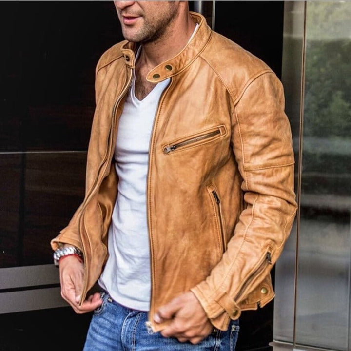 Mens Faux Leather Jacket Slim Fit - BritishMode