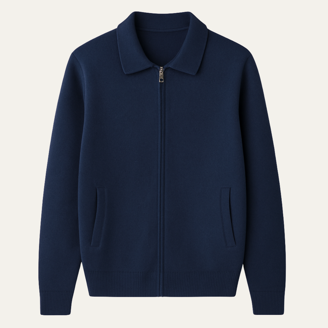 Mens Wool Knit Zip Cardigan Fit