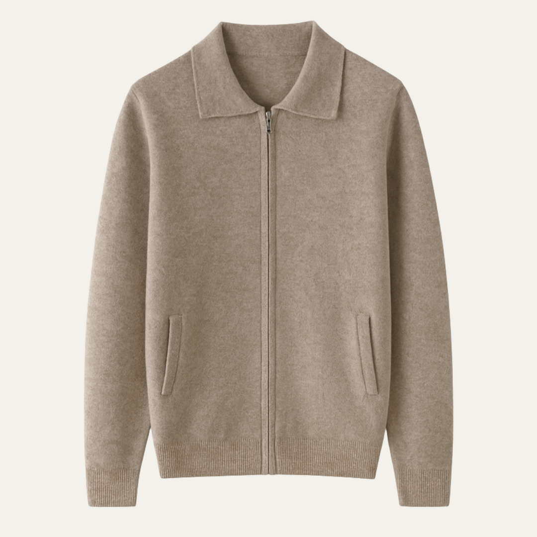 Mens Wool Knit Zip Cardigan Fit - BritishMode