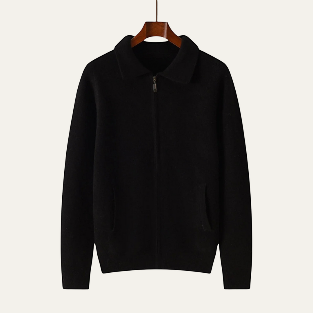 Mens Wool Knit Zip Cardigan Fit
