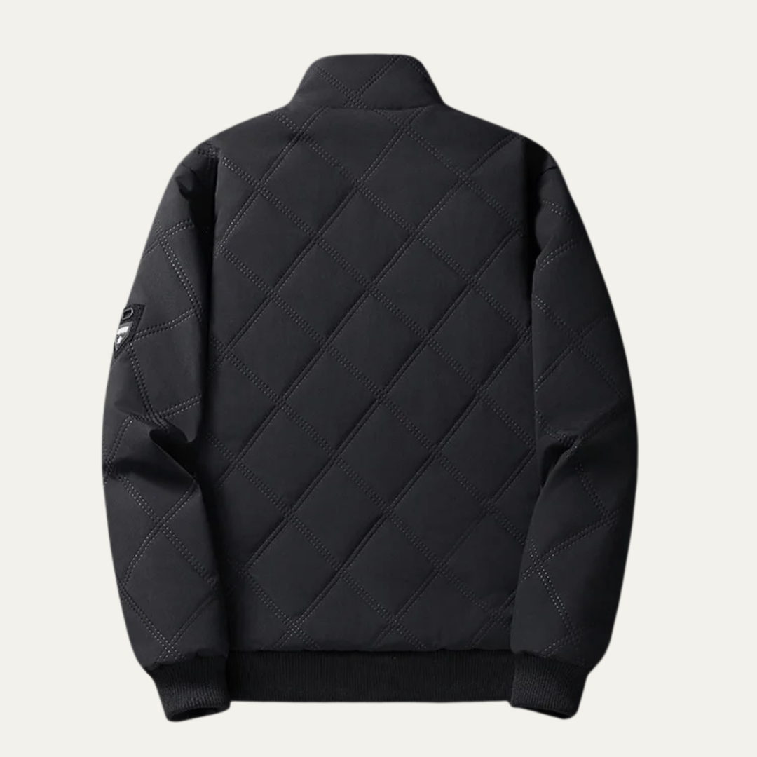 Mens Quilted Jacket Fleece Lined Thick Warm Stand Collar