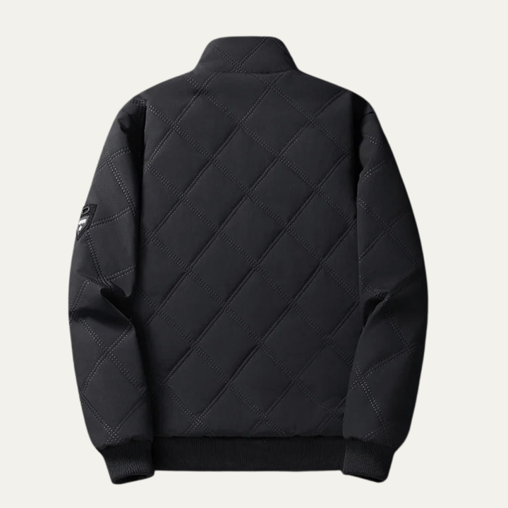 Mens Quilted Jacket Fleece Lined Thick Warm Stand Collar