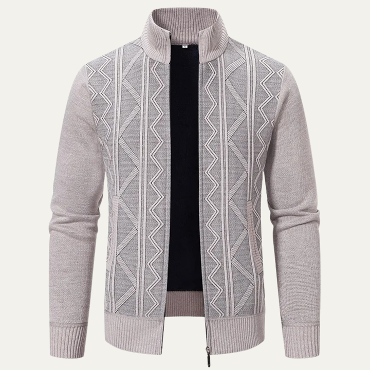 Mens Knit Cardigan High Neck Zip-Up Winter Style