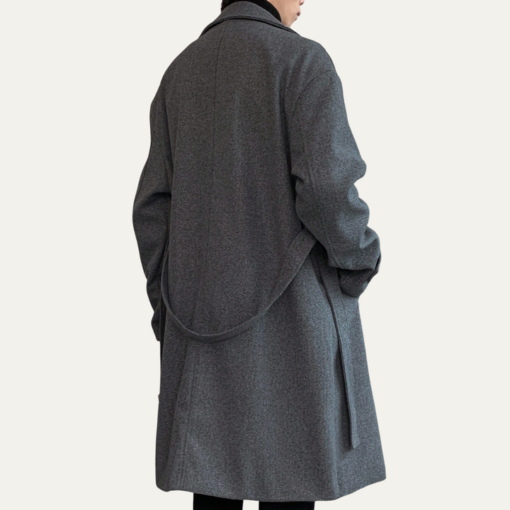 Mens Wool Wrap Coat with Belt Smart Fit
