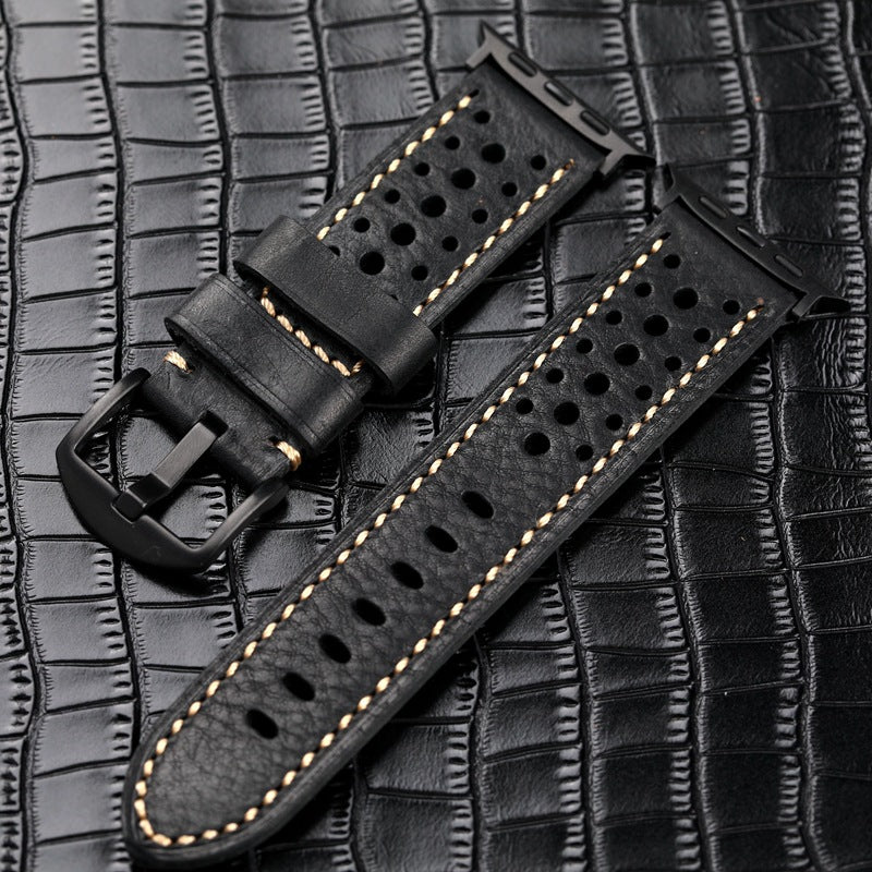 Unisex Leather Watch Band Racing Style