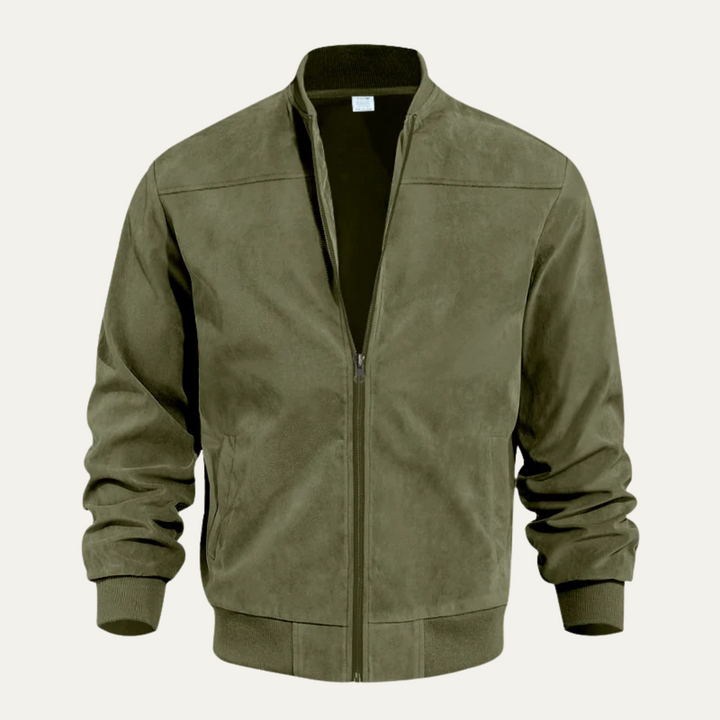 Mens Bomber Jacket Suede Look Relaxed Fit - BritishMode