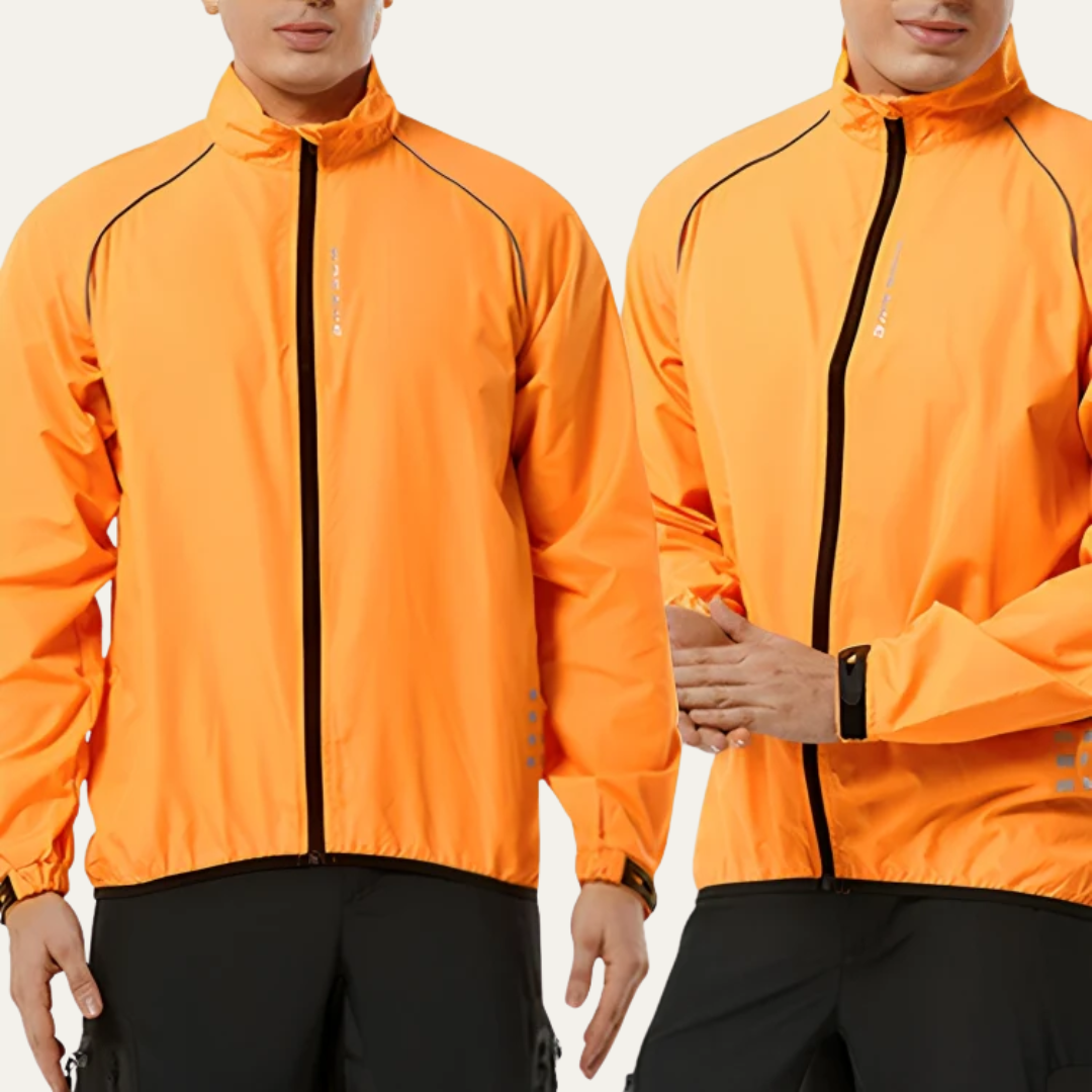 Mens Cycling Jacket Reflective High Collar Full Zip