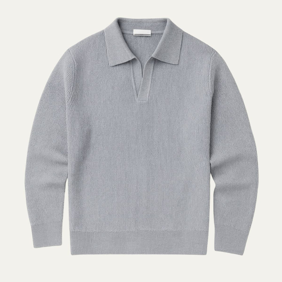 Mens Polo Knit Sweater Ribbed Fit - BritishMode