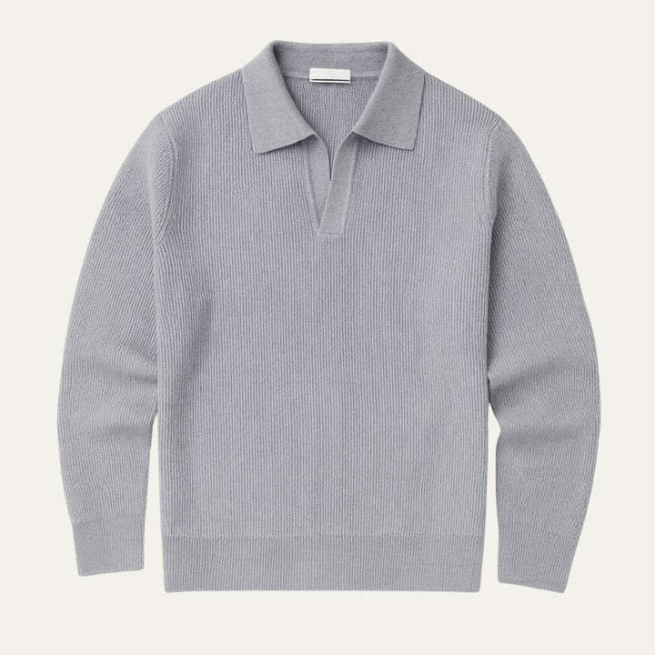 Mens Polo Knit Sweater Ribbed Fit - BritishMode