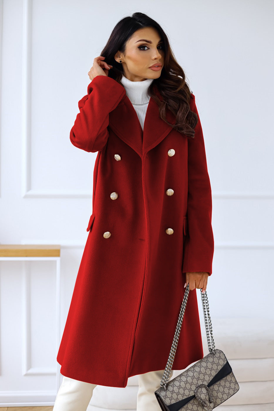 Womens Wool Trench Coat Waterproof Classic Fit Two-Piece