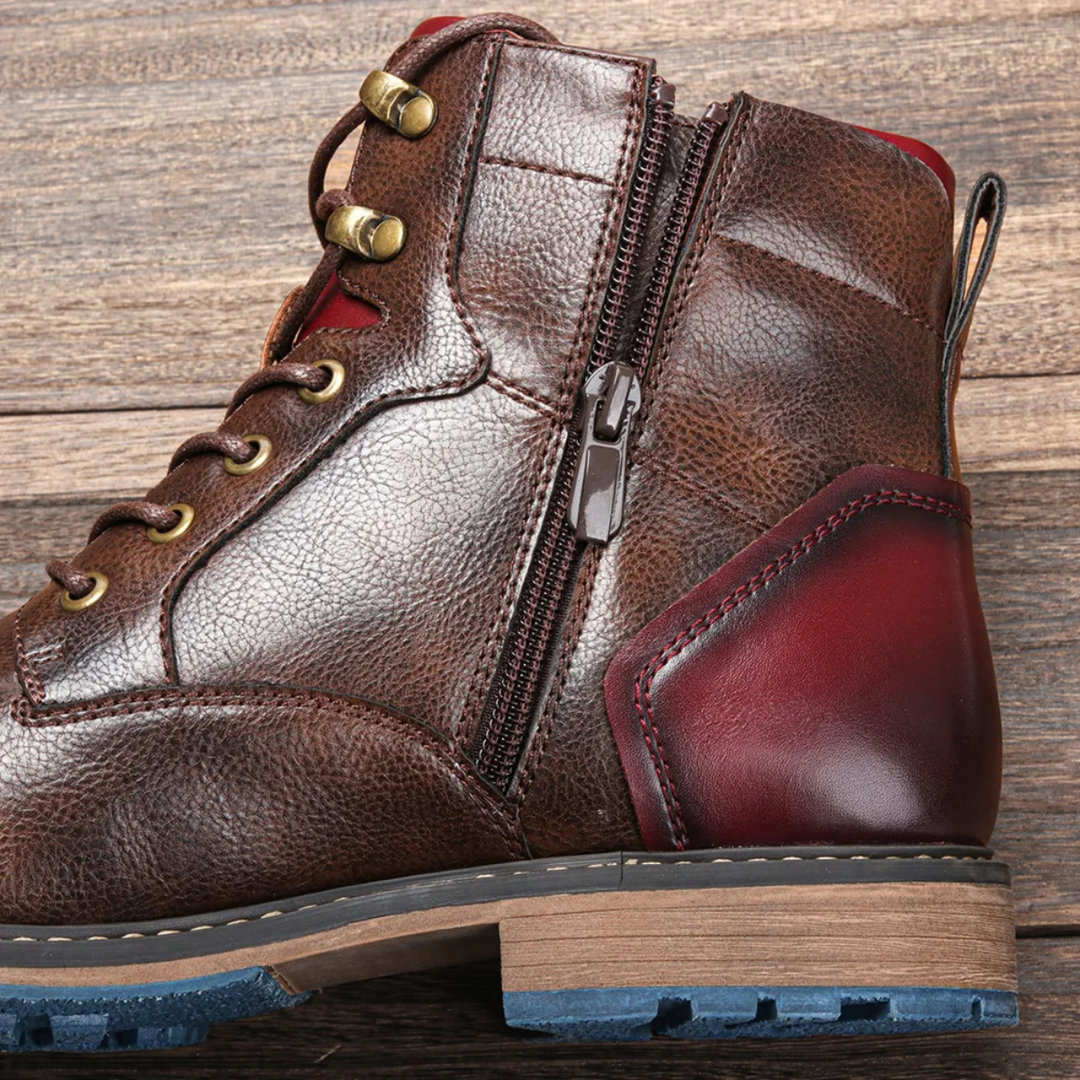 Mens Casual Leather Ankle Boots Lace-Up